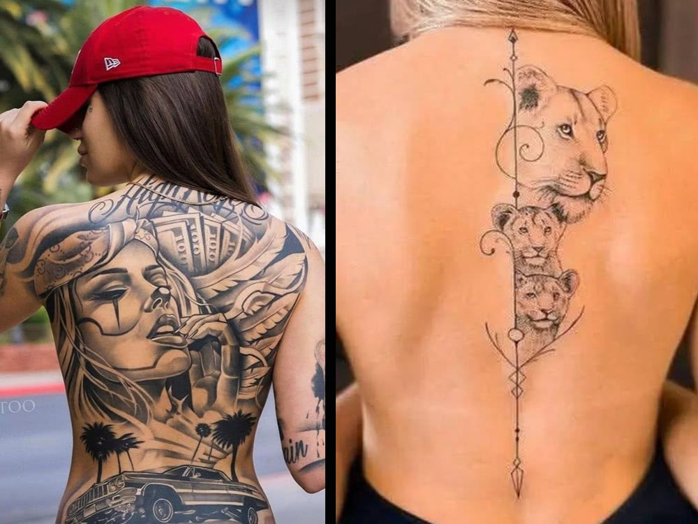 women tattoo full back