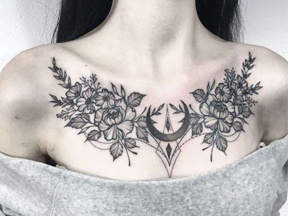 chest tattoo moon