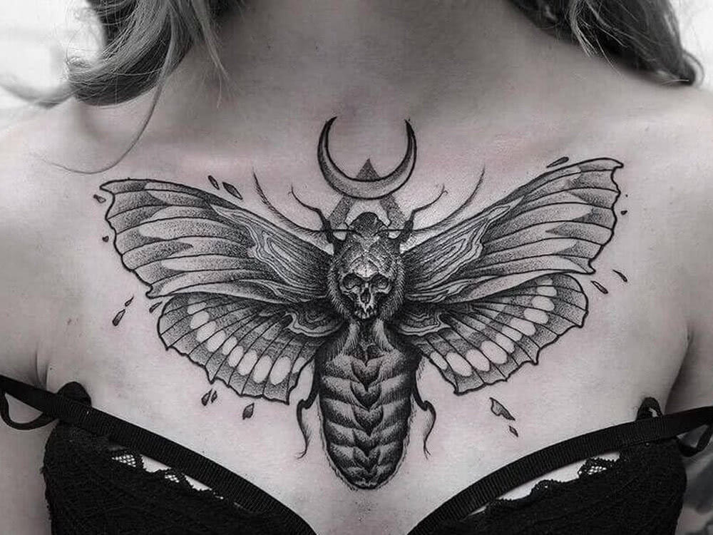 chest tattoo moth