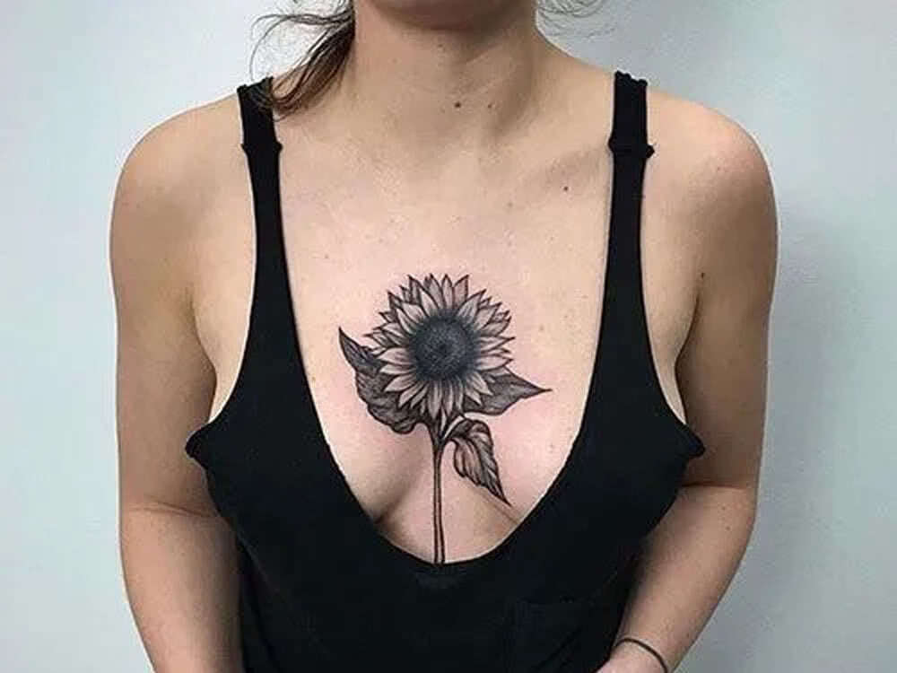chest tattoo sunflower