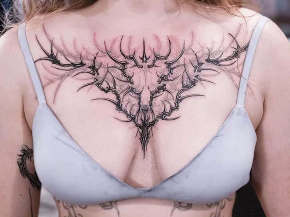 imposing chest tattoo