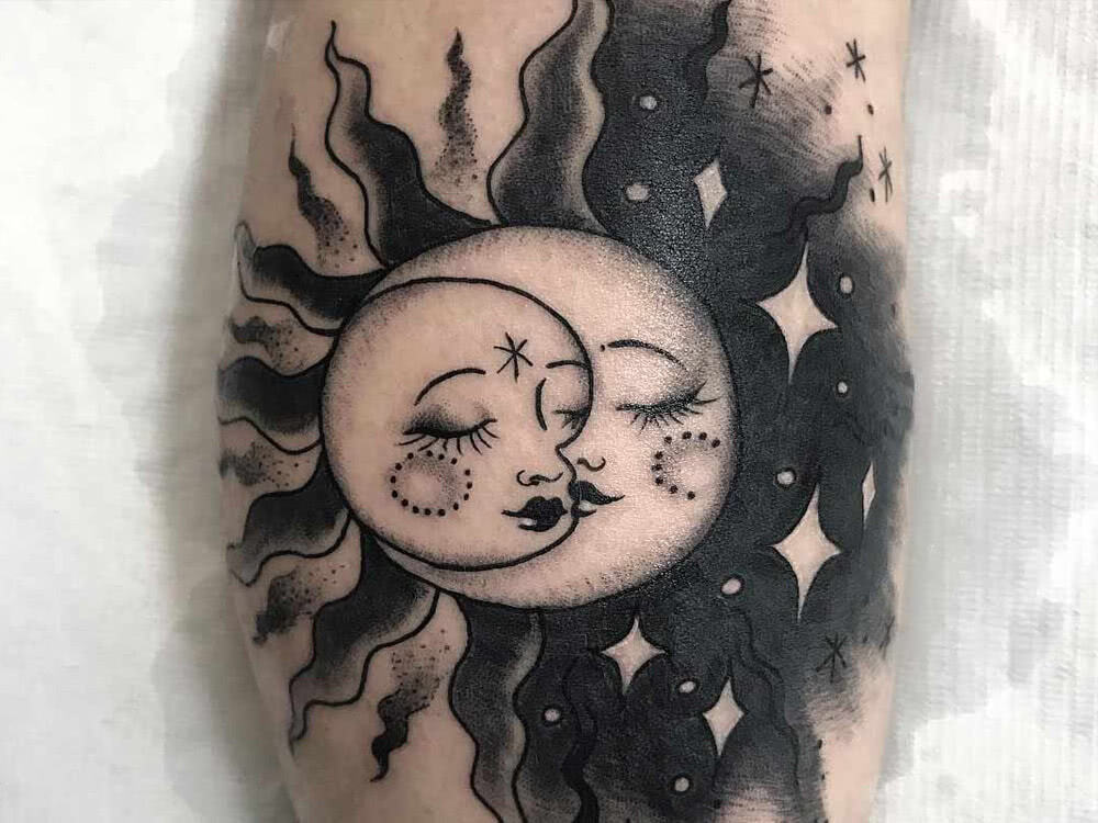 cute tattoo idea sun moon
