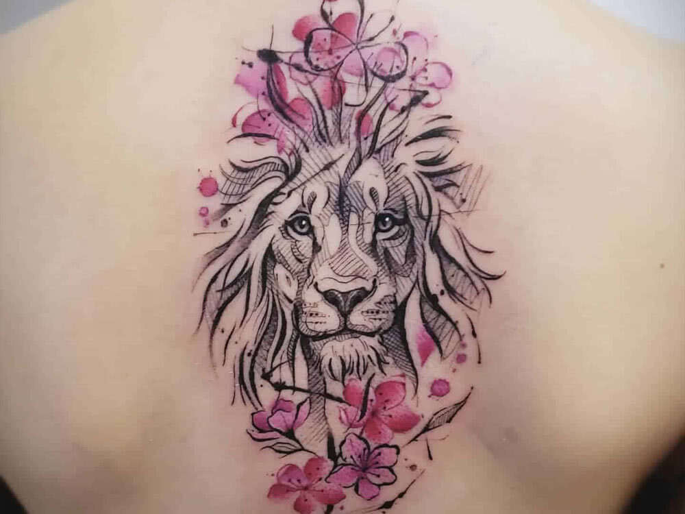 lion tattoo pink